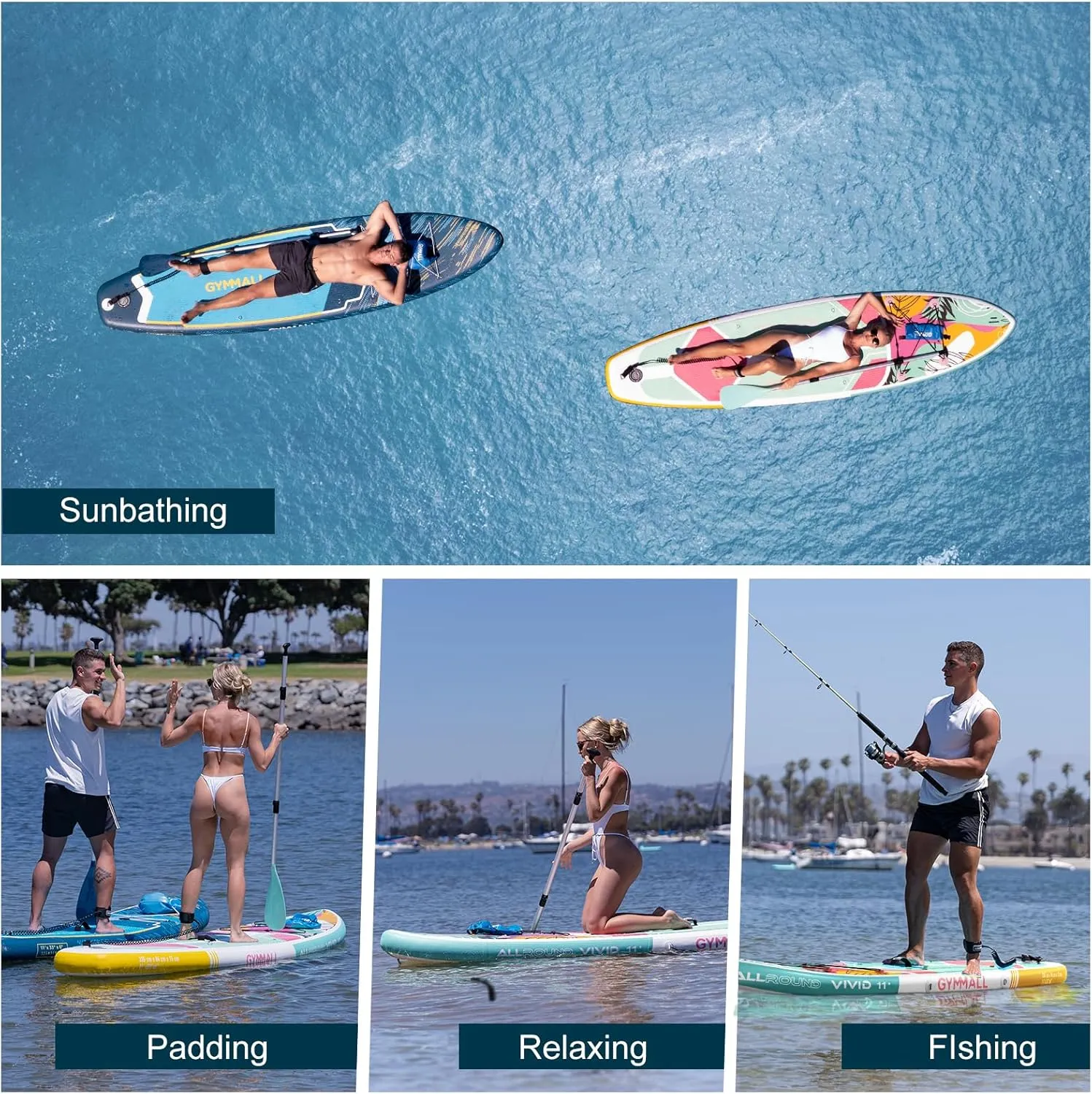 Paddle Board, Inflatable Stand Up SUP Paddle Boards for Adults & Youths of All Skill Levels, Wide & Non-Slip Deck Design Blow Up Paddleboards with Premium Accessories & Storage Bag