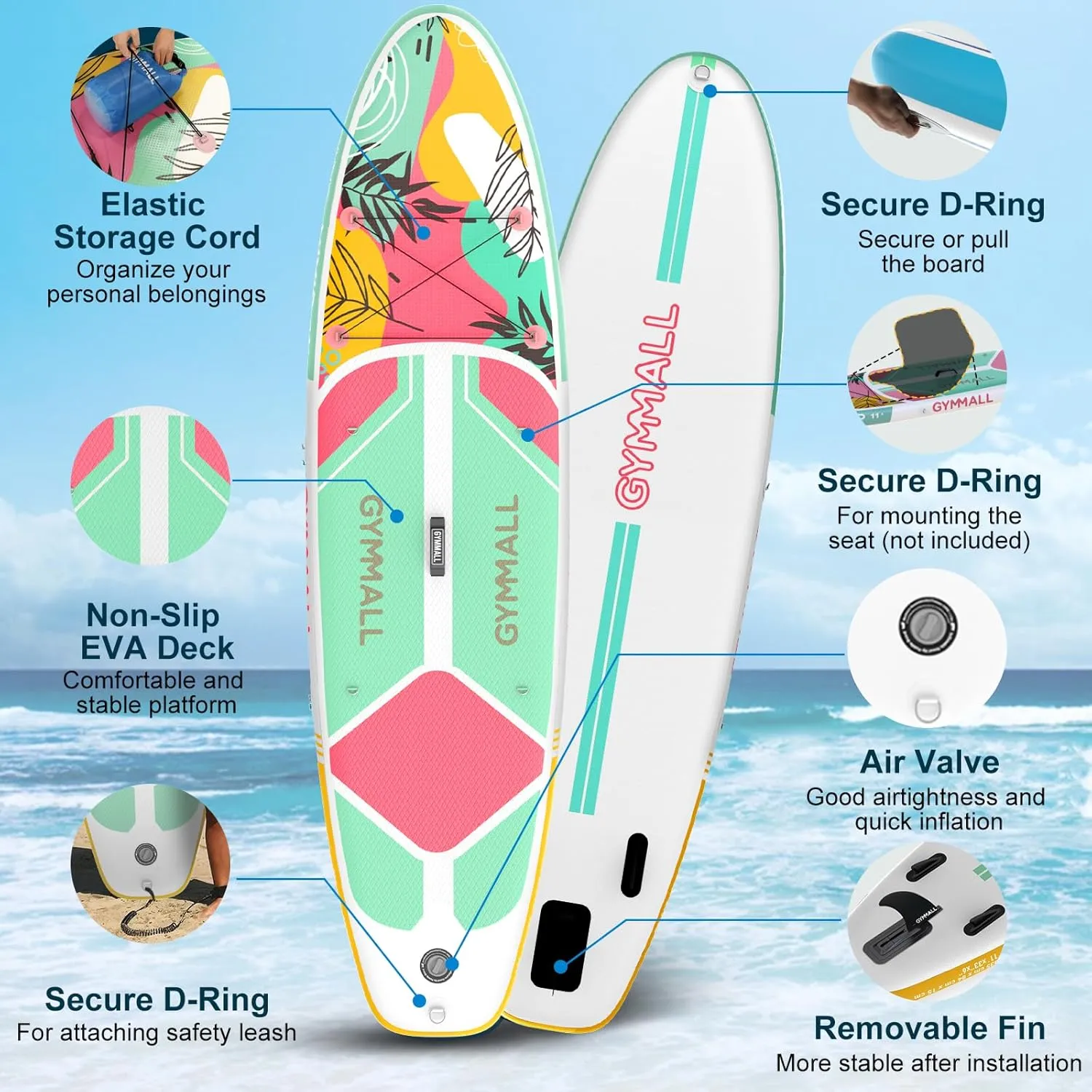 Paddle Board, Inflatable Stand Up SUP Paddle Boards for Adults & Youths of All Skill Levels, Wide & Non-Slip Deck Design Blow Up Paddleboards with Premium Accessories & Storage Bag