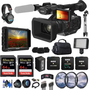 Panasonic HC-X20 4K Mobile Camcorder with Rich Connectivity (HC-X20)   4K Monitor   Pro Headphones   Rode Wireless GO II Mic   2 x 64GB Card   Filter Kit   Wide Angle Lens   Pro Tripod   More