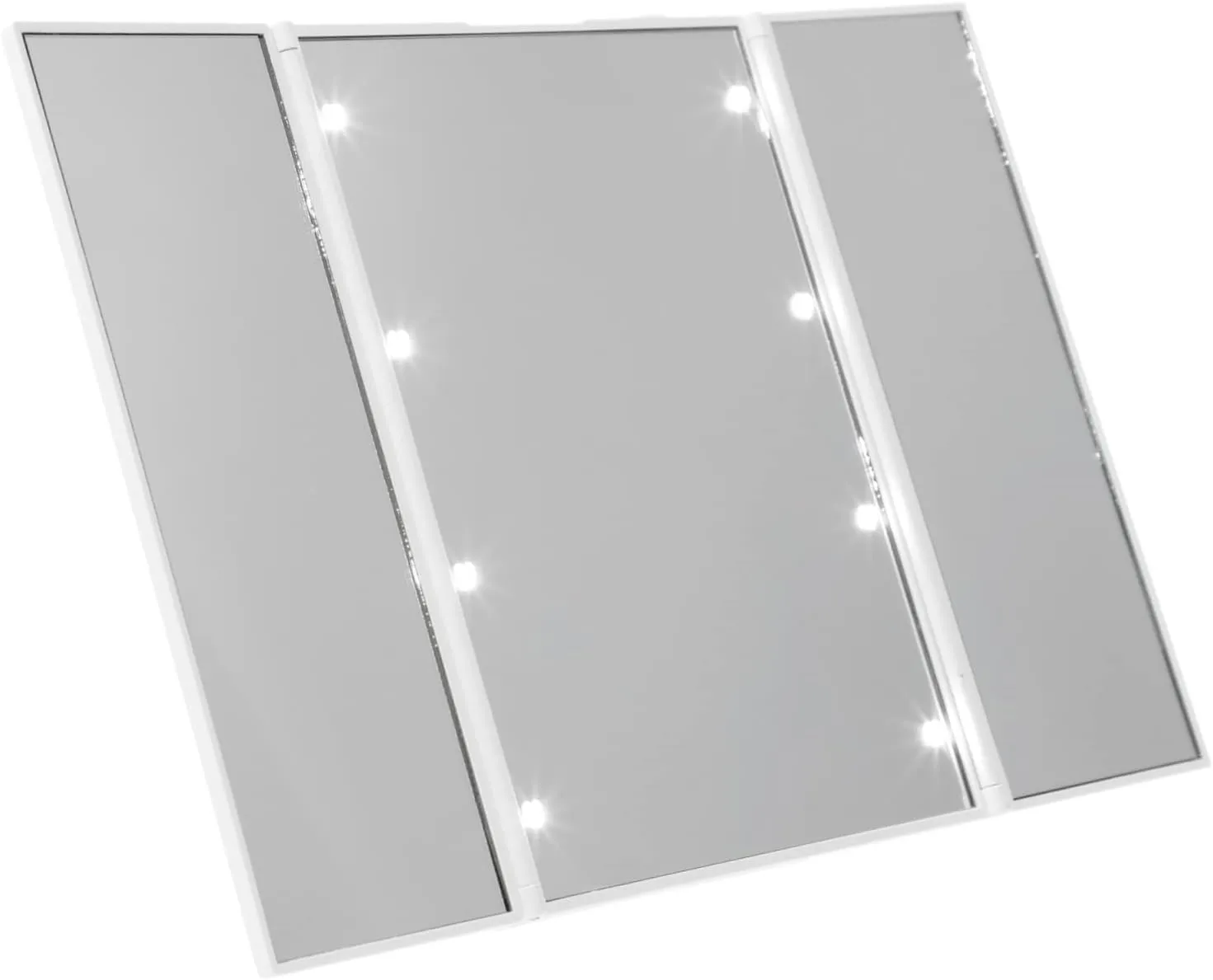 PartyKindom LED Vanity Mirror with Brightness Portable Three Sided Makeup Mirror for Home Use High Definition Reflection Compact Folding Design for Cosmetic Application
