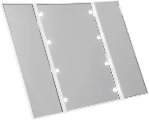 PartyKindom LED Vanity Mirror with Brightness Portable Three Sided Makeup Mirror for Home Use High Definition Reflection Compact Folding Design for Cosmetic Application