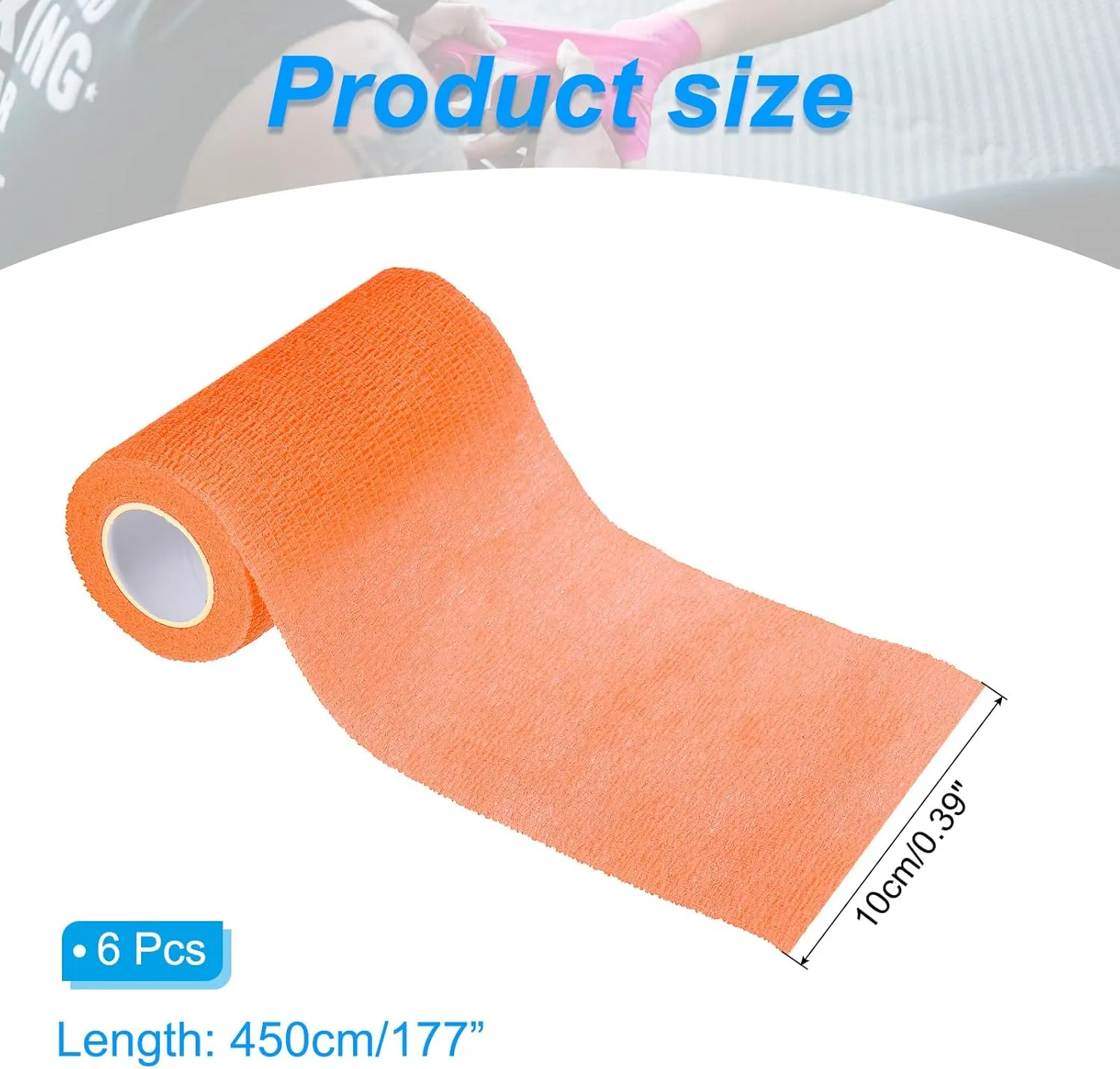 PATIKIL 4" x 177" Self Adhesive Bandage Wrap, 6 Pcs Elastic Self Breathable Self Adherent Wrap Tape for Stretch Athletic Sports Wrist Ankle Outdoor Tape, Bright Orange