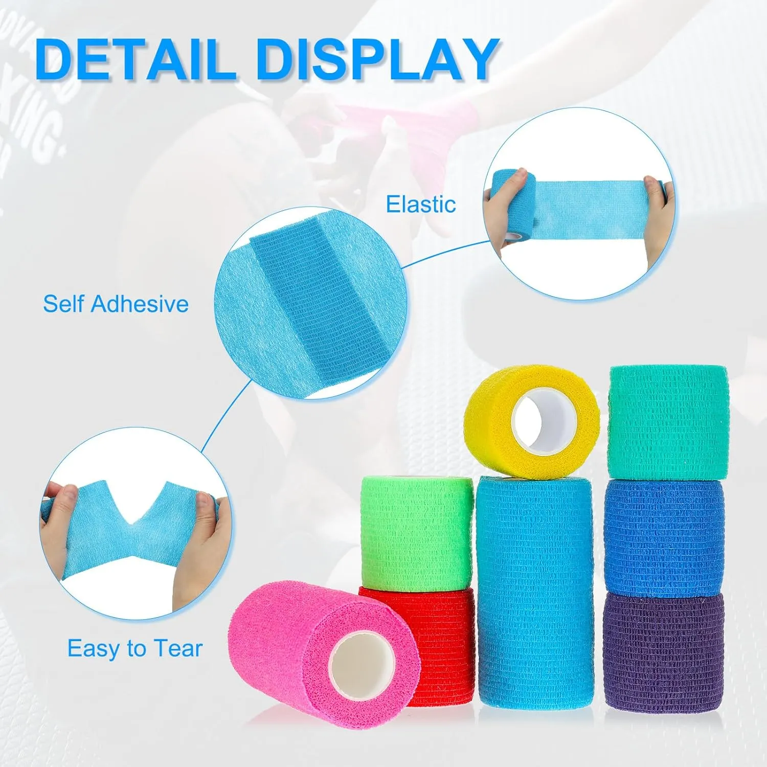 PATIKIL 4" x 177" Self Adhesive Bandage Wrap, 6 Pcs Elastic Self Breathable Self Adherent Wrap Tape for Stretch Athletic Sports Wrist Ankle Outdoor Tape, Bright Orange