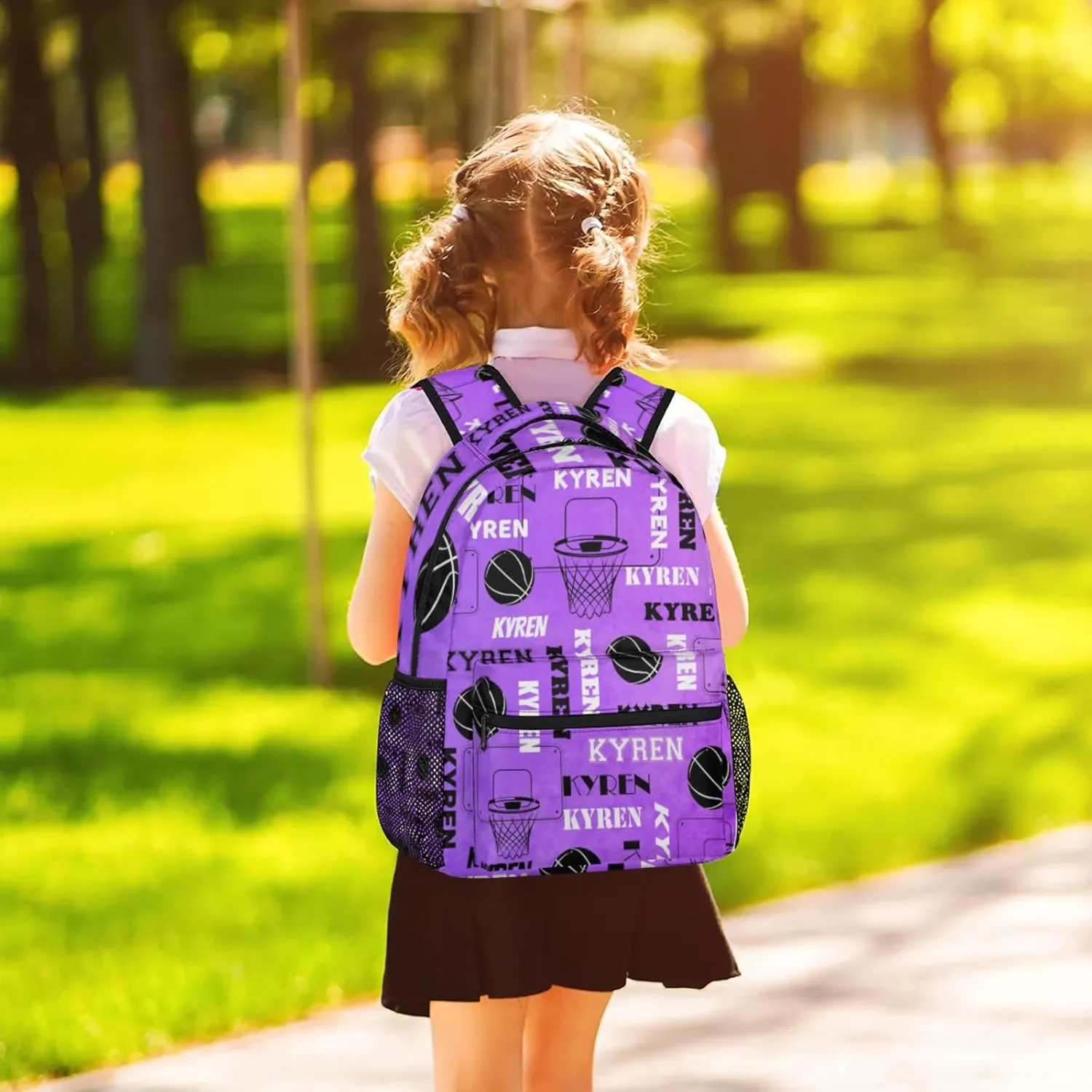Personalized Basketball Backpack for Men Women, Custom Name Laptop Backpack, Customized Sports Bag Lightweight Daypack for Travel Camping, Dark Purple
