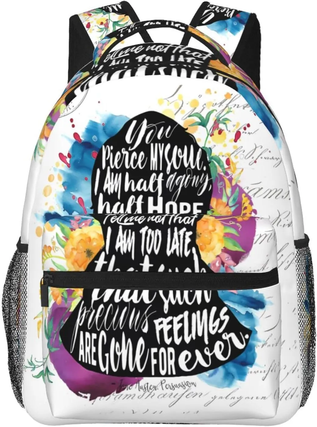 Persuasion Backpack Casual Pack Bag Laptop Backpack With Side Pocket Front Zipper Pocket Bookpack Travel Daypack Picnic Rucksack