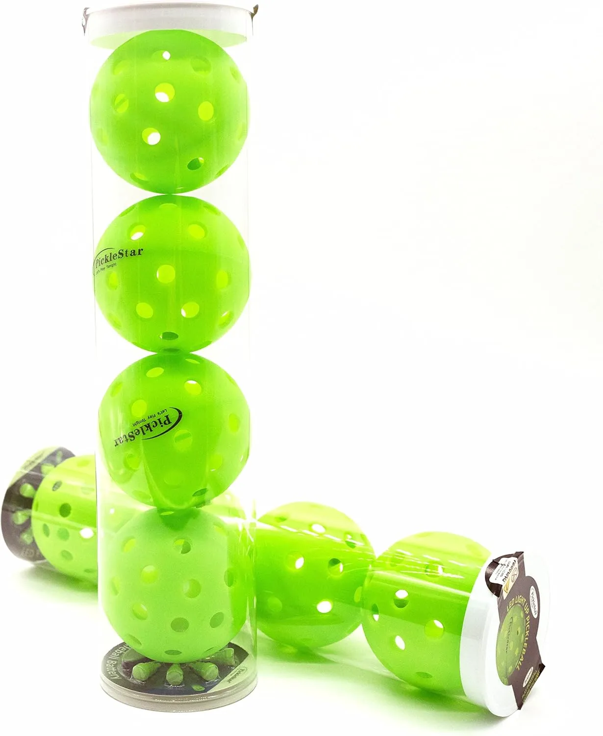 PickleStar LED Light Up Pickleball Balls, Glow in The Dark Pickleball Balls, Offcial Size OutdoorPickleBalls with Light 4 Pack LED Light Up Pickle Balls, Unique Gift for Pickleball Lovers