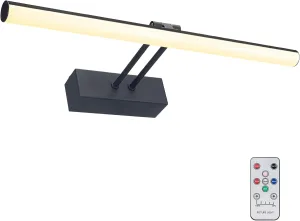 Picture Light, 16" AA Battery Picture Light,Full Metal Picture Frame Light,Wireless Picture Lights with Remote for Wall Display, Photo,Library Black