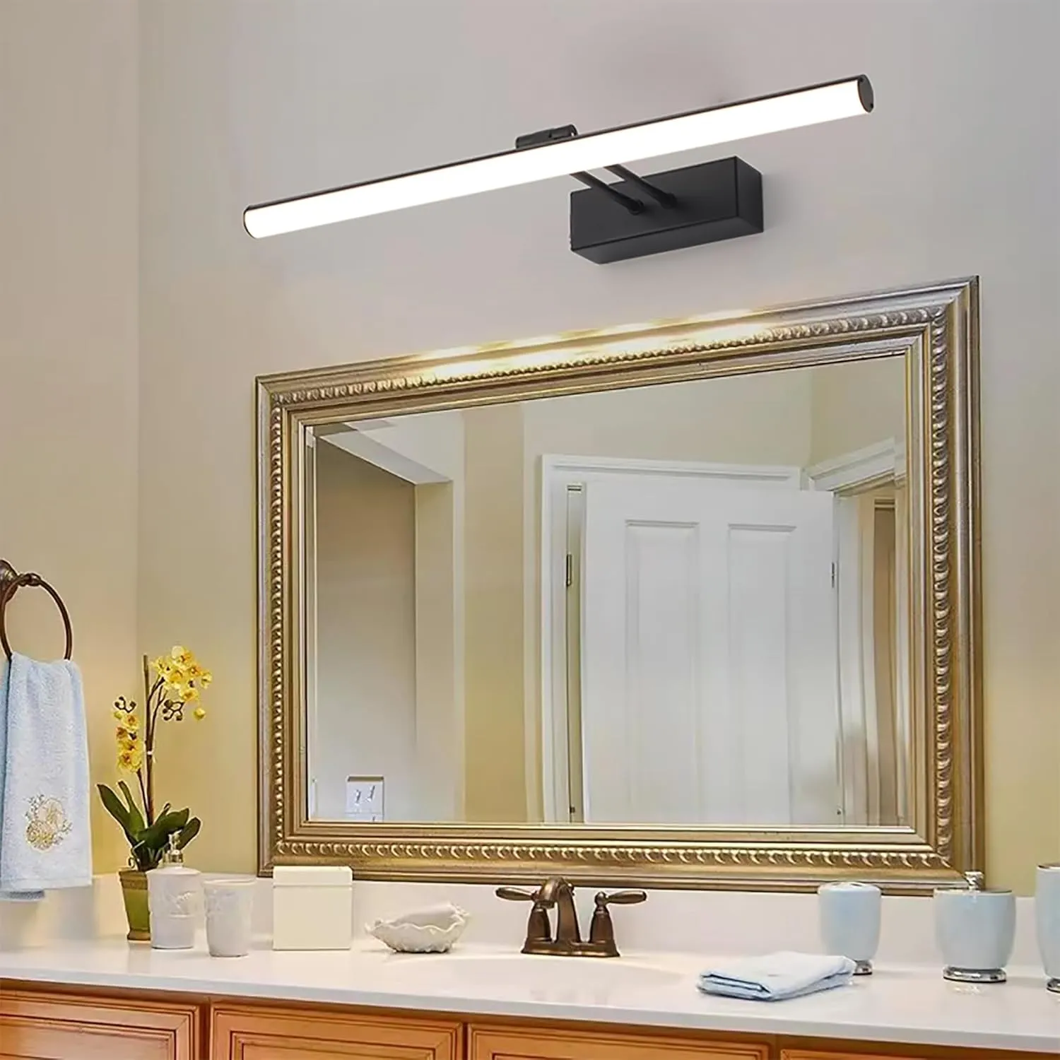 Picture Light, 16" AA Battery Picture Light,Full Metal Picture Frame Light,Wireless Picture Lights with Remote for Wall Display, Photo,Library Black
