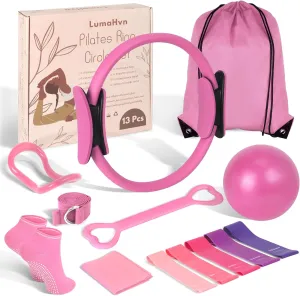 Pilates Ring Essentials Kit for Women, Home Workout Equipment Set with 9.8” Ball, Resistance Bands, Magic Circle, Accessories, Pilates Set for Beginners, Toning, Fitness Gift Idea