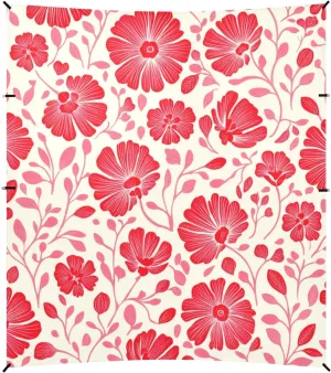 Pink Red Flowers Floral Foldable Beach Canopy UPF50  Waterproof Sun Shelter with Sandbags and Shovel for Backyard and Camping