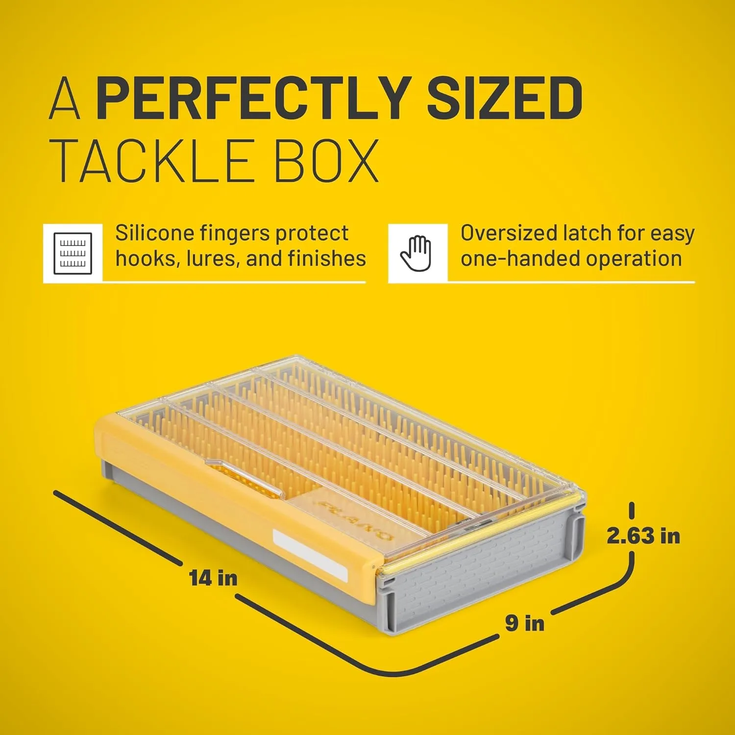 Plano EDGE Flex Crankbait 3700 Premium Utility Box, Gray and Yellow with Clear Lid, Waterproof Tackle Box Storage for Small Crankbaits, Buzzbaits and Swimbaits
