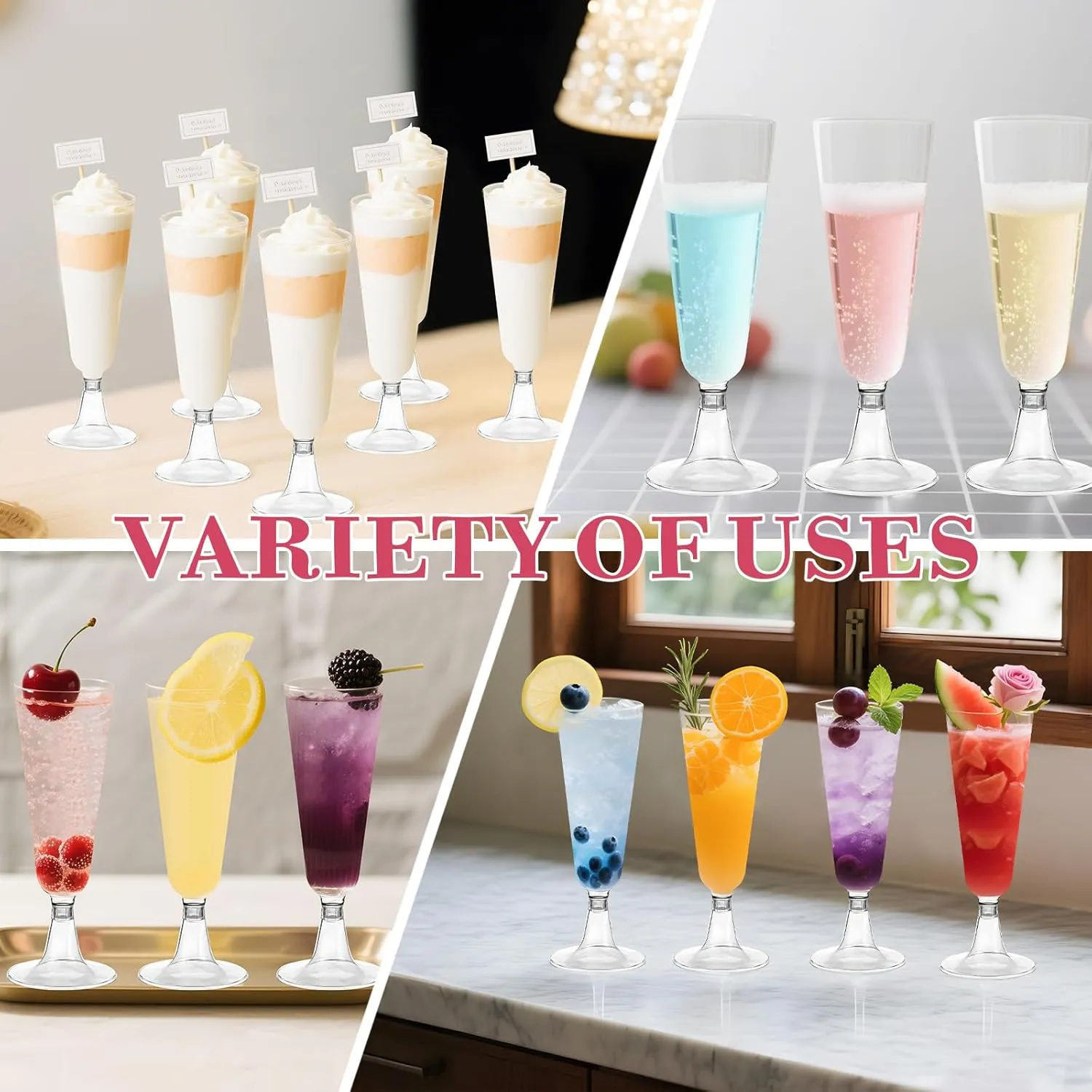 Plastic Champagne Flutes 40 Pack, 5.5OZ Disposable Champagne Glasses Clear Plastic Wine Glasses for Wedding, Thanksgiving Day, Party and Outdoor Celebrations