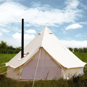 PlayDo Waterproof 4 Season Cotton Canvas Hot Tent Bell Wall Tent Yurt Tent with Stove Jack Hole for Outdoor Family Camping