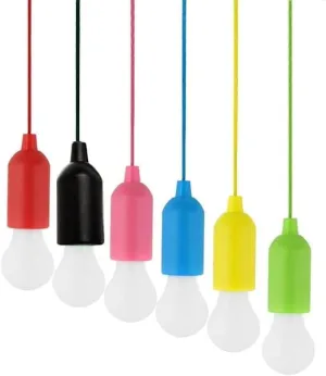 Pocketman LED Pull Cord Light Bulb Colorful Camping Tent Battery Operated Hanging Bulb Portable Night Light for Camping Party Festivals