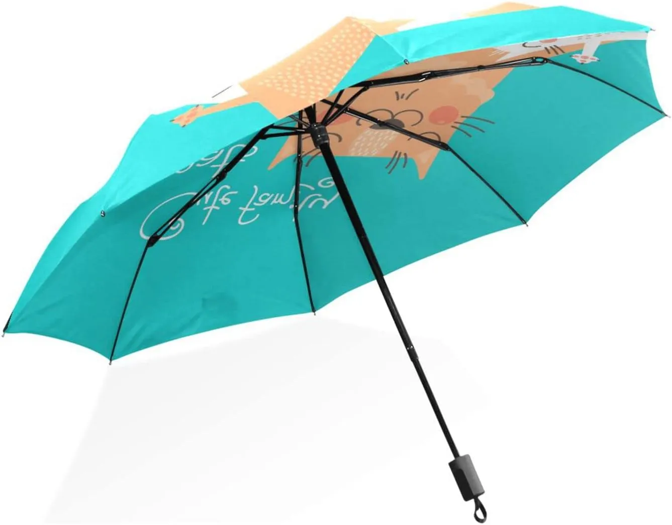 Poeticcity Rain Travel Umbrella, Hand Open Close Windproof Waterproof Folding Umbrella, Compact Canopy Strong Ray Parasol Umbrella