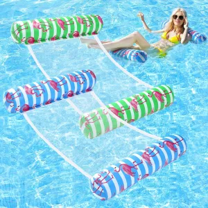 Pool Floats - 2 Pack Inflatable Pool Floats Rafts, 4-in-1 Pool Floaties for Adults, Pool Floats Adult Size, Multi-Purpose Toys Floats for Swimming Pool, Thick PVC Pool Lounger Float Water Hammock