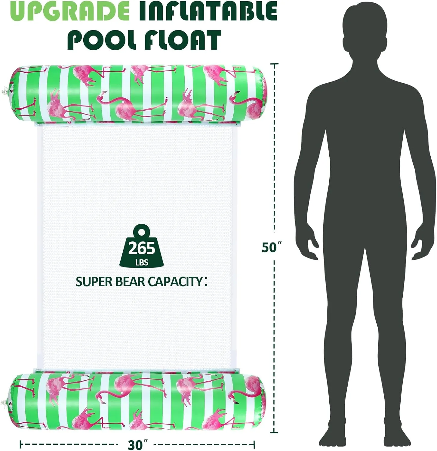 Pool Floats - 2 Pack Inflatable Pool Floats Rafts, 4-in-1 Pool Floaties for Adults, Pool Floats Adult Size, Multi-Purpose Toys Floats for Swimming Pool, Thick PVC Pool Lounger Float Water Hammock