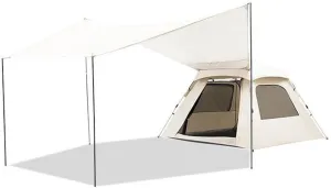 Pop Up Tent for Family Camping Hiking and Backpacking, Automatic Tent Outdoor Portable Folding, Includes Combinable Tarp for Spacious Shadow Area