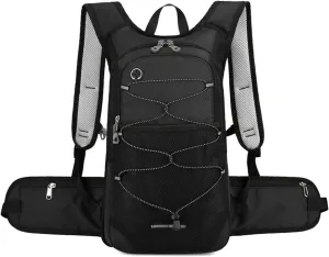PORRASSO Hiking Backpack 19L Waterproof Daypack Rucksack with Earphone Hole Breathable Backpack for Women Men Trekking Cycling Climbing Outdoor Sports Black