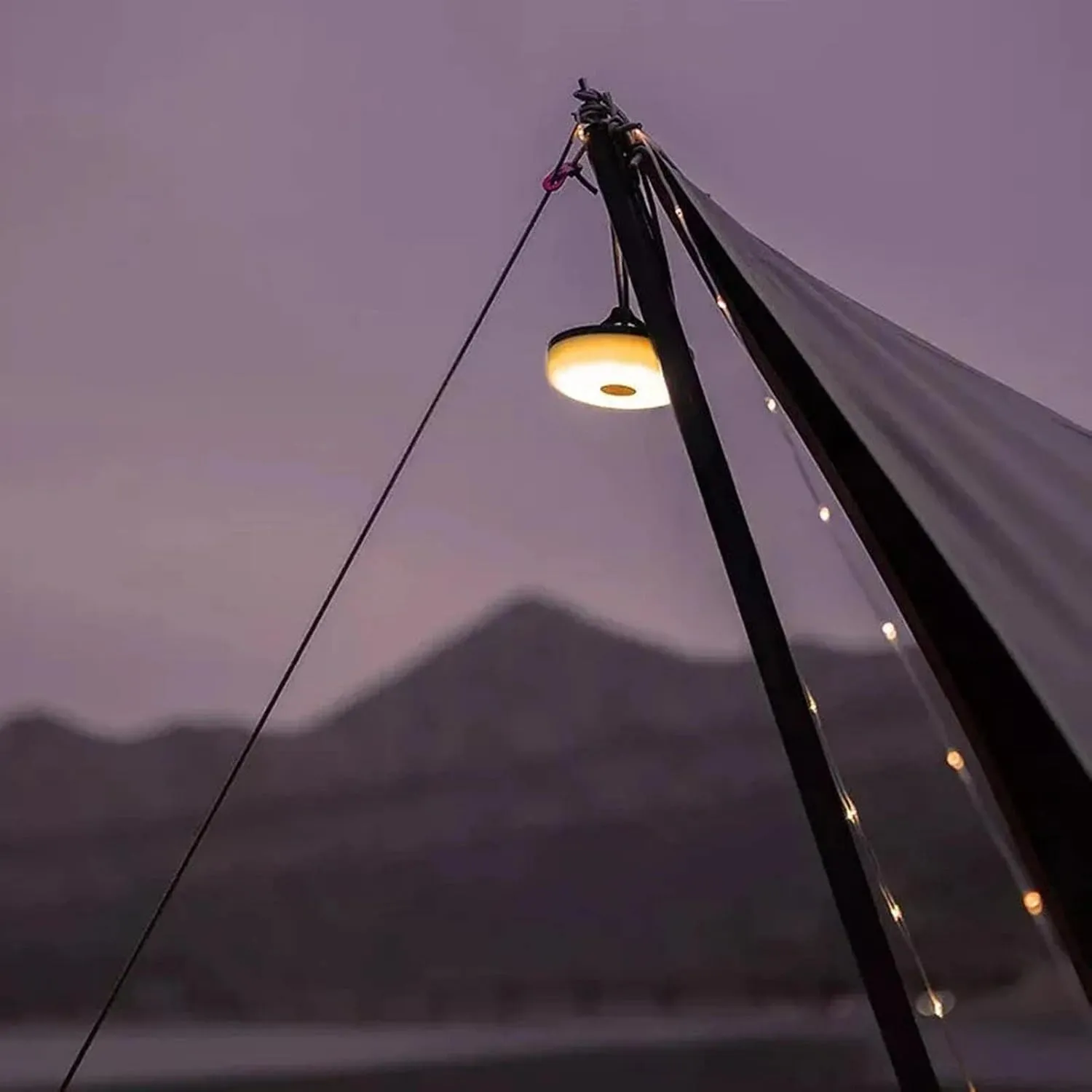 Portable Camping Light String,High Brightness LED Light String Outdoor Lights IP67 Waterproof Camping Lights - 360 Degree Camping String Light with 1800mAh Battery
