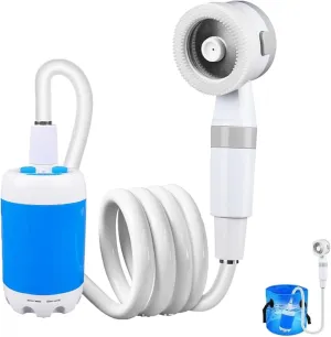 Portable Camping Shower Outdoor Camp Shower Pump, 2025 Rechargeable Outdoor Shower Head Sprayer, 2 Gear Adjustment, for Camping, RV, Pet Cleaning, Car Washing