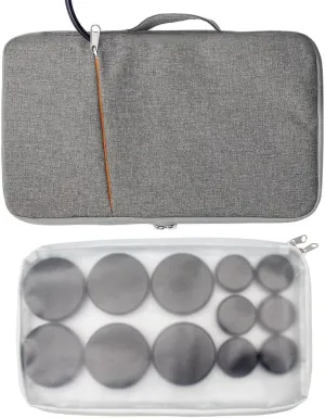 Portable Hot Massage Stone Warmer Set with 12 PCS Basalt Stones/Hot Rocks Massage Stone Kit with Heater Bag for Relax Muscles Home Spa Warming Therapy Relaxing 110V (Small Size)