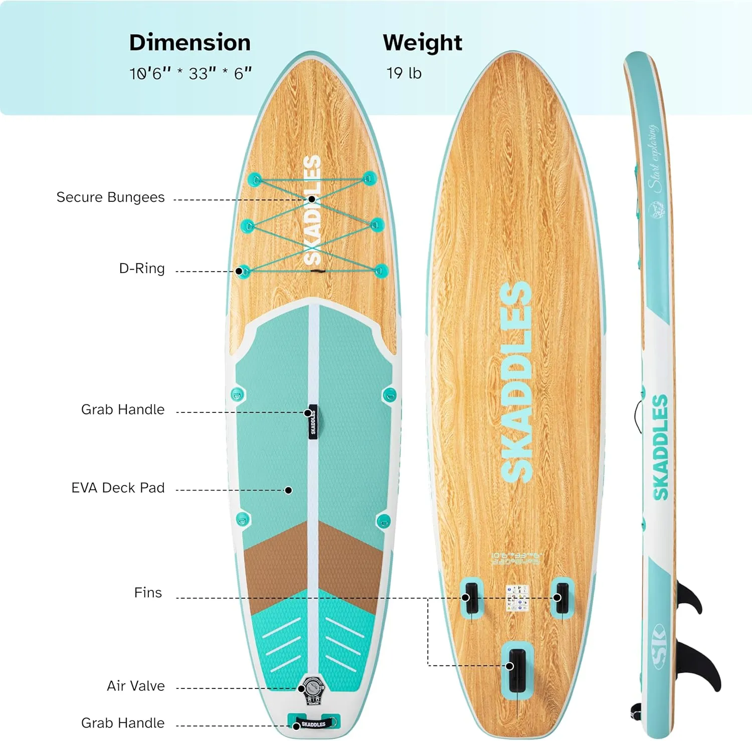 Portable Inflatable Stand Up Paddle Board (SUP) for Adults and Youth with Non-Slip Deck – Complete Accessories Kit, Perfect for Fishing, Yoga, Fitness & Family Fun
