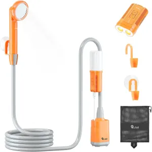 Portable Shower, Camping Shower, 2200mAh Rechargeable Outdoor Shower with Pump and LED Light, Portable Shower for Camping Kit for Hiking, Travel, Car, Pet