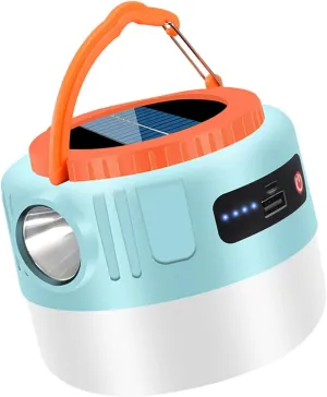 Portable Solar Camping Light USB Rechargeable Tent Lamp Flashlight with Remote Control Outdoor LED Emergencies Light