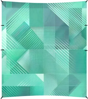 Poster Style Stripe Blocks Turquoise Blue Foldable Beach Canopy UPF50 Waterproof Large Portable Sun Shelter with Sandbags, Sand Shovel, Poles for Backyard and Camping