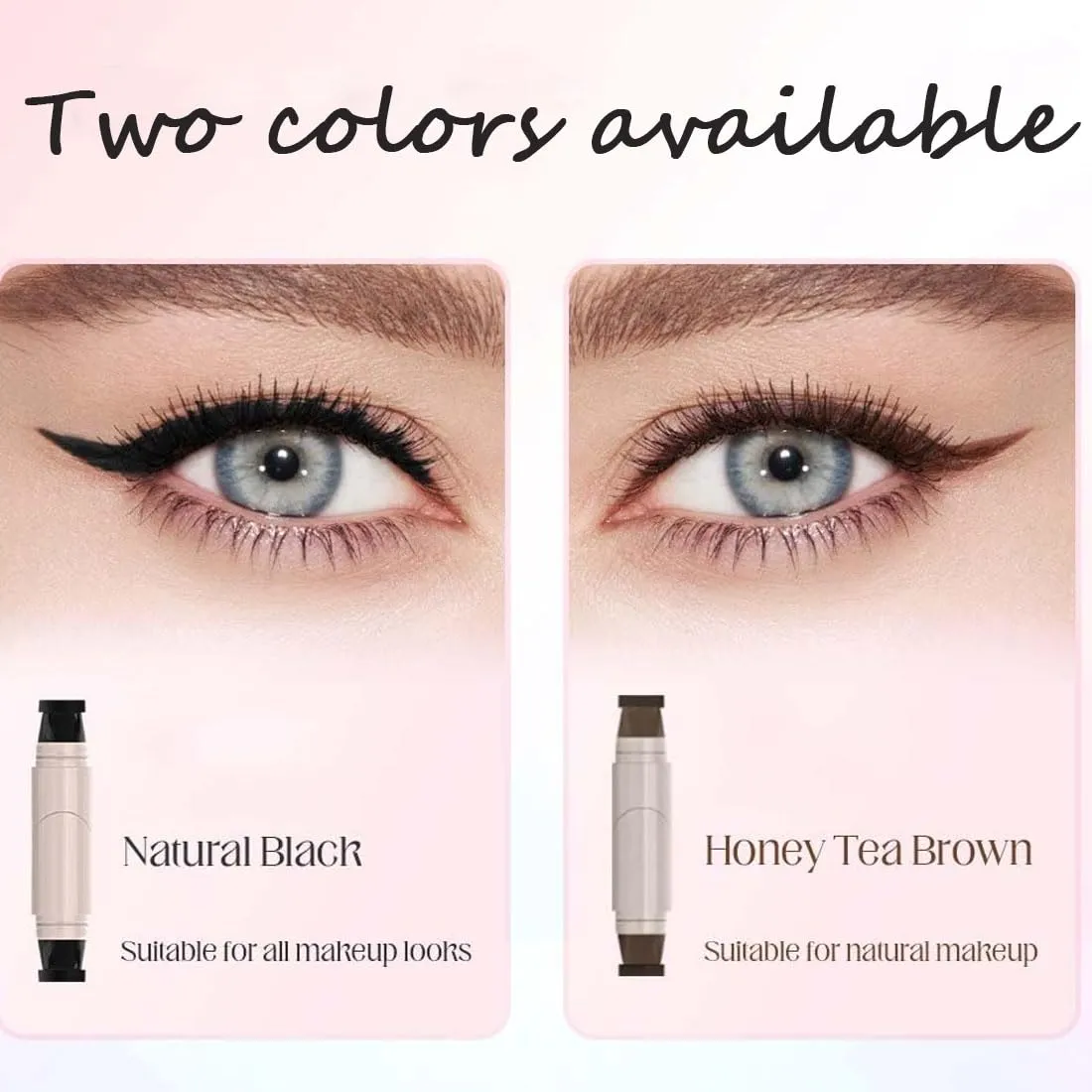 Precision Eyeliner Stamp, Double-Ended Winged Eyeliner Stamp Pen, Foldable Smudge-Proof Waterproof Eyeliners Tool (Black 2pcs)