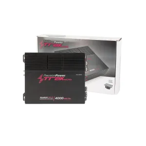 Precision Power Trax Micro Monoblock Class D Car Stereo Amplifier TM1.4000D – 4000W Single Channel Digital Subwoofer Amp with Wired Bass Control & High-Level Inputs for Powerful Audio
