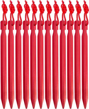 Premium Aluminum Stakes 12 Pack for Tents, Tarps Camping & Hiking