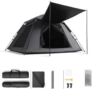 Premium Family Camping Tent for 4 People, Waterproof, Sun Protection, Easy Setup, Ventilated, Ideal for Hiking Picnics