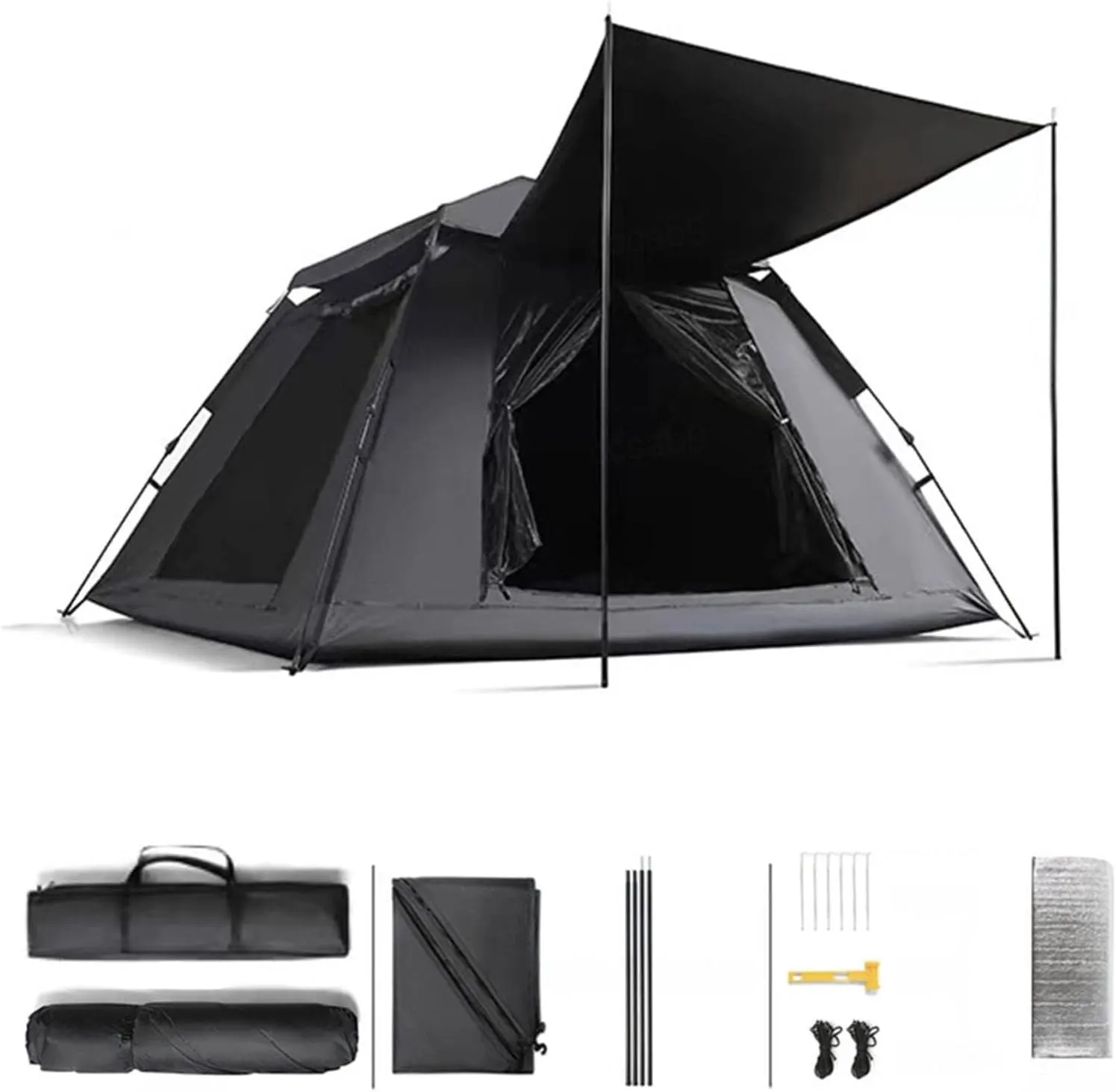 Premium Family Camping Tent for 4 People, Waterproof, Sun Protection, Easy Setup, Ventilated, Ideal for Hiking Picnics