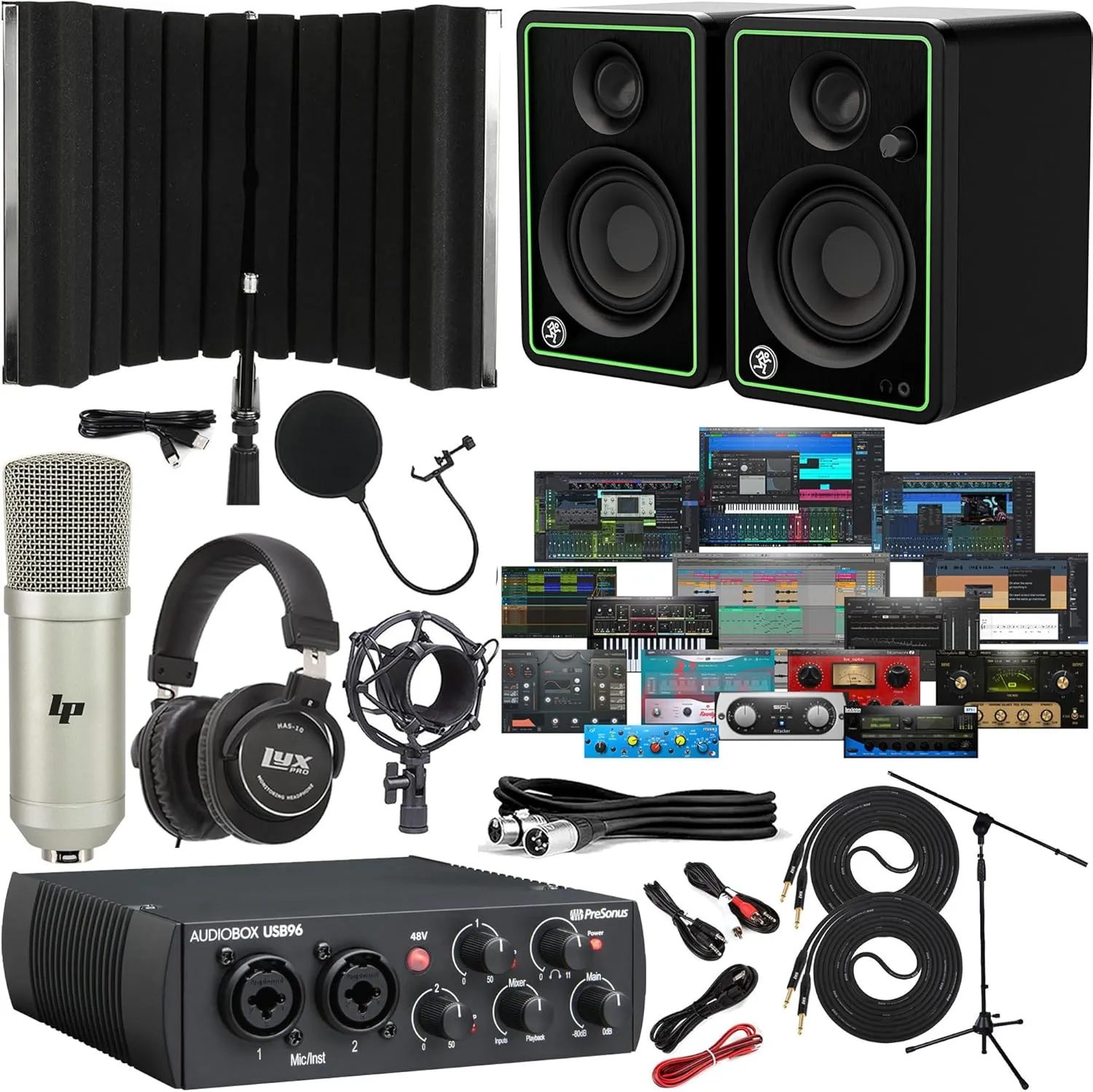 PreSonus AudioBox USB 96 Audio Interface Bundle with CR3 Monitors, Studio One Artist Software, MIDI I/O & Isolation Shield – Complete Home Recording Package for Musicians & Podcasters