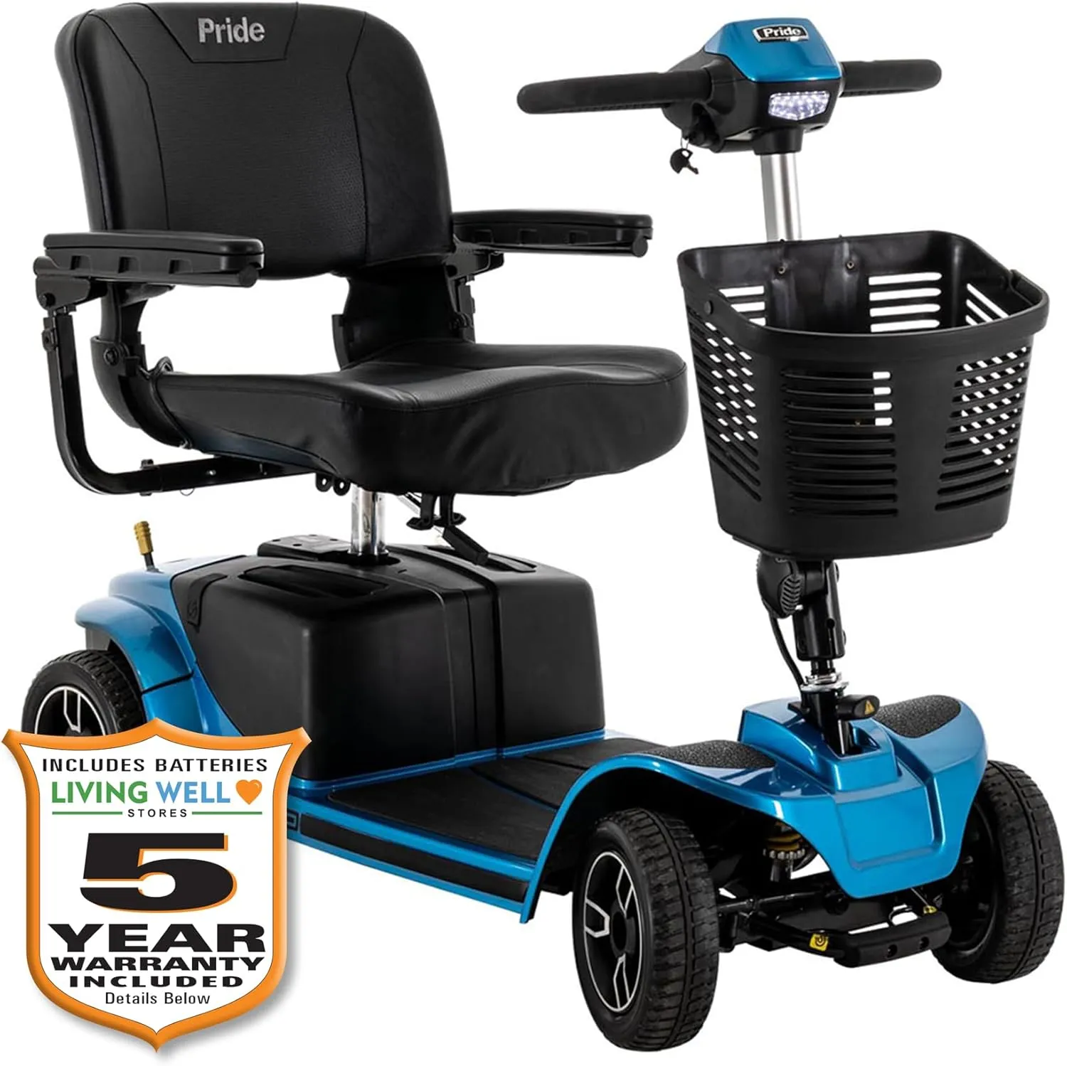 Pride Revo 2.0 4-Wheel Mobility Scooter, 400 Lbs. Weight Capacity, Comfort-Trac Suspension, with 5-Year Extended Warr (Blue)