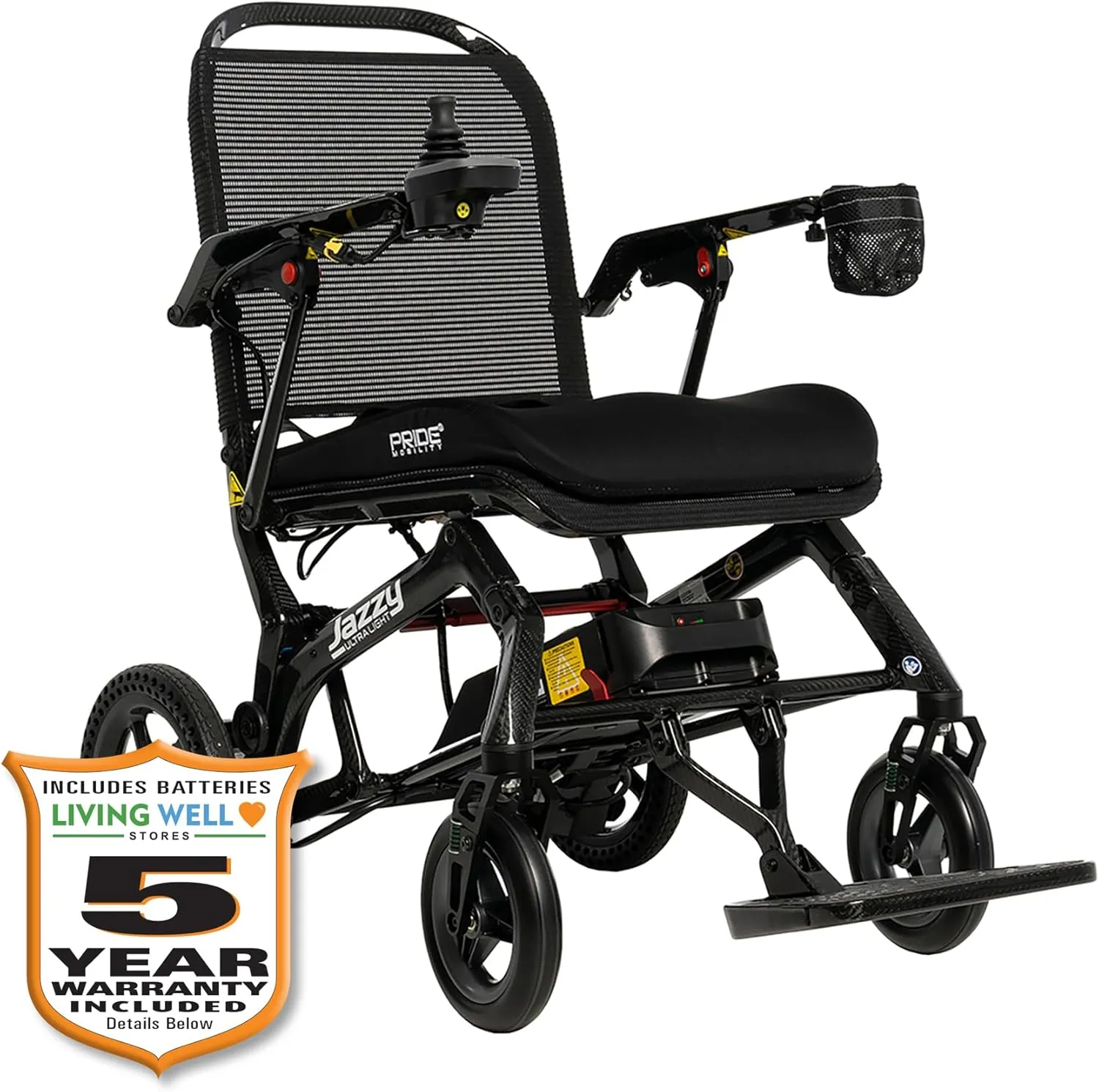 PrideMobility Jazzy Ultra Light Power Wheelchair, Weighs Just 33 Pounds, with 5-Year Extended Warr (10 AH Battery)