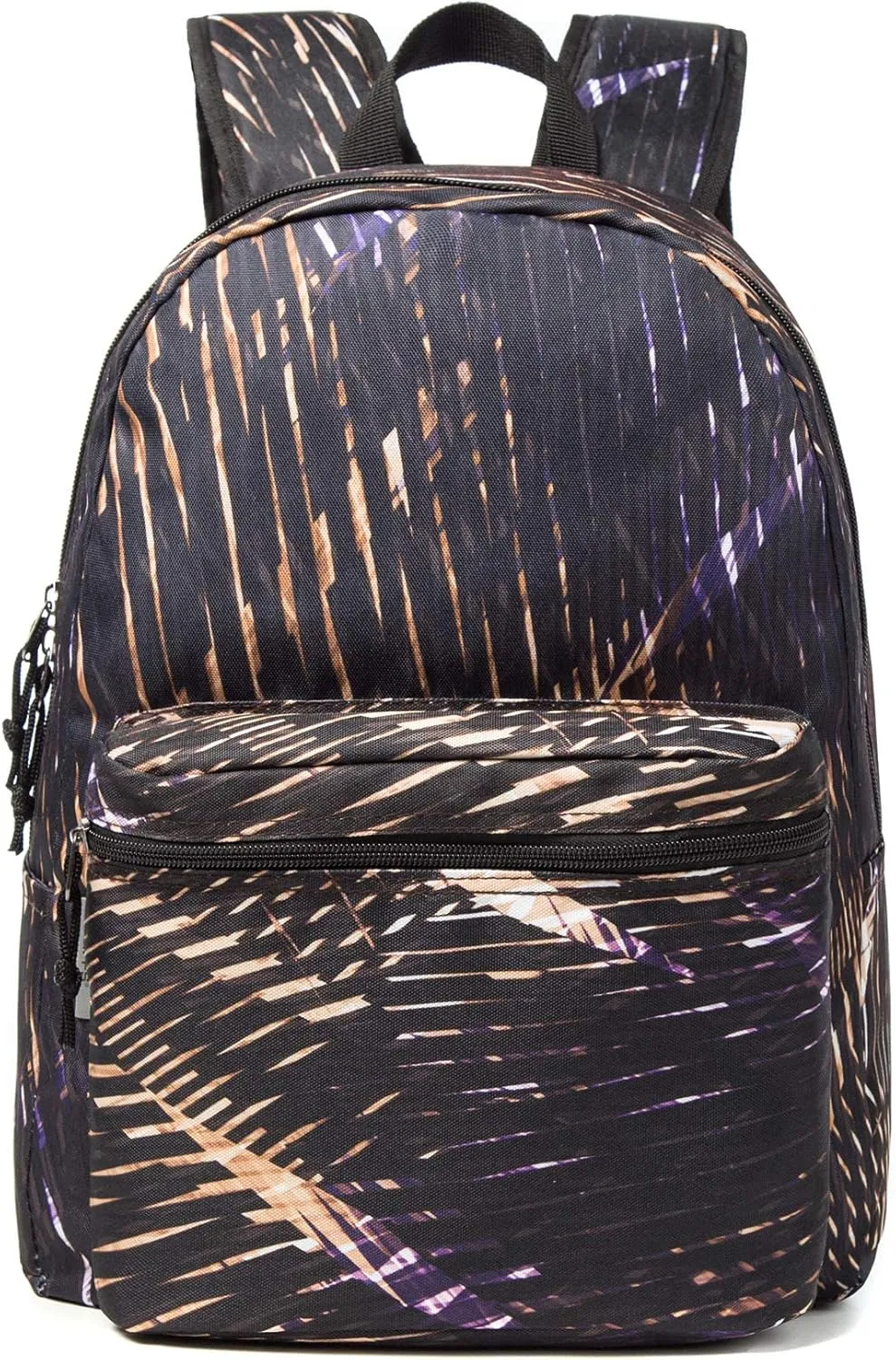 Printed Backpack Simple Pattern Bookbag Classic Travel Daypack for laptop & Tablet Black Gold Meteor