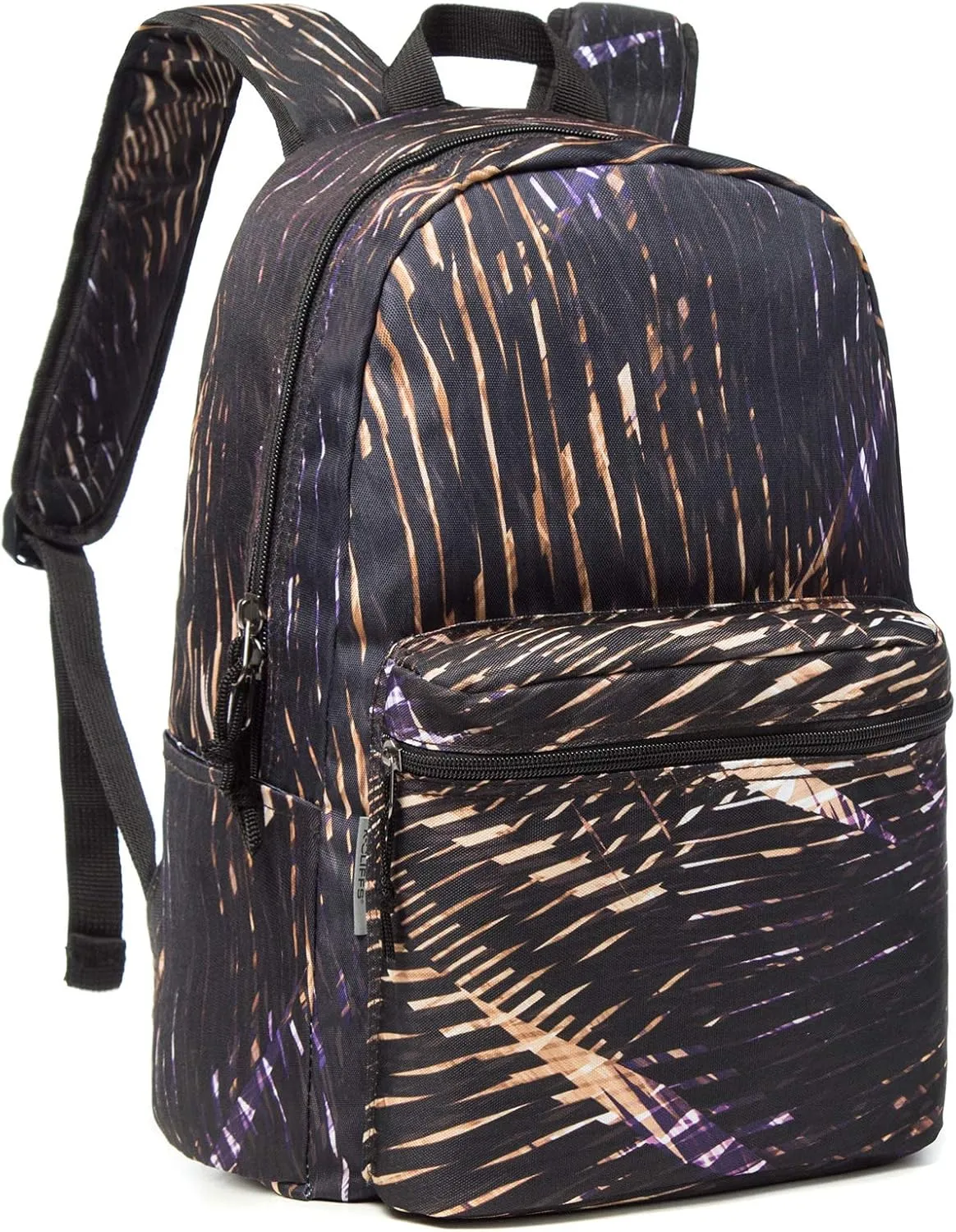 Printed Backpack Simple Pattern Bookbag Classic Travel Daypack for laptop & Tablet Black Gold Meteor
