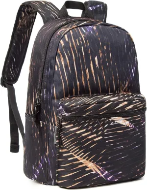 Printed Backpack Simple Pattern Bookbag Classic Travel Daypack for laptop & Tablet Black Gold Meteor