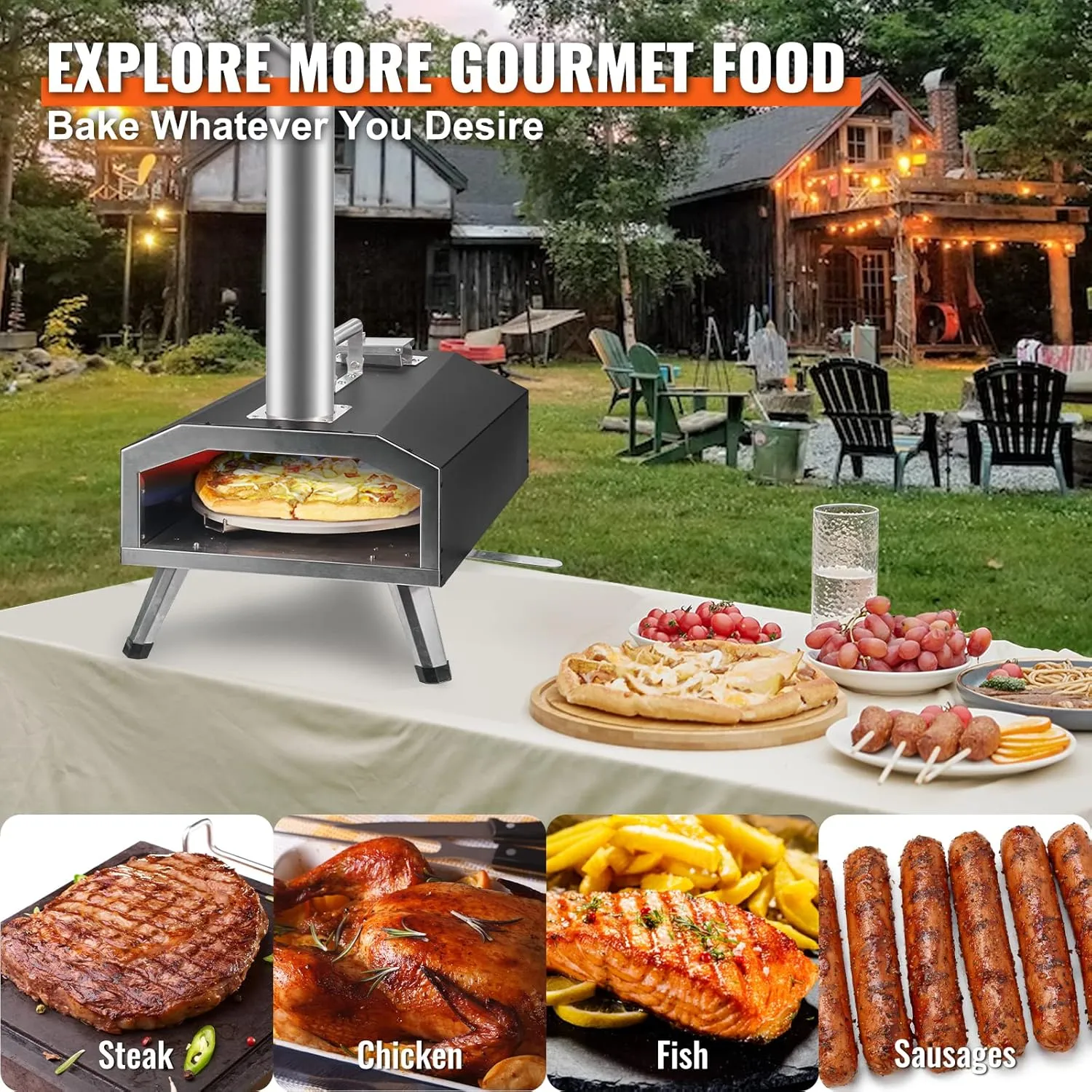 Pro-Grade VEVOR Multi-Fuel Pizza Oven – 12-16" Outdoor Pizza Maker for Backyard Chefs & Campers