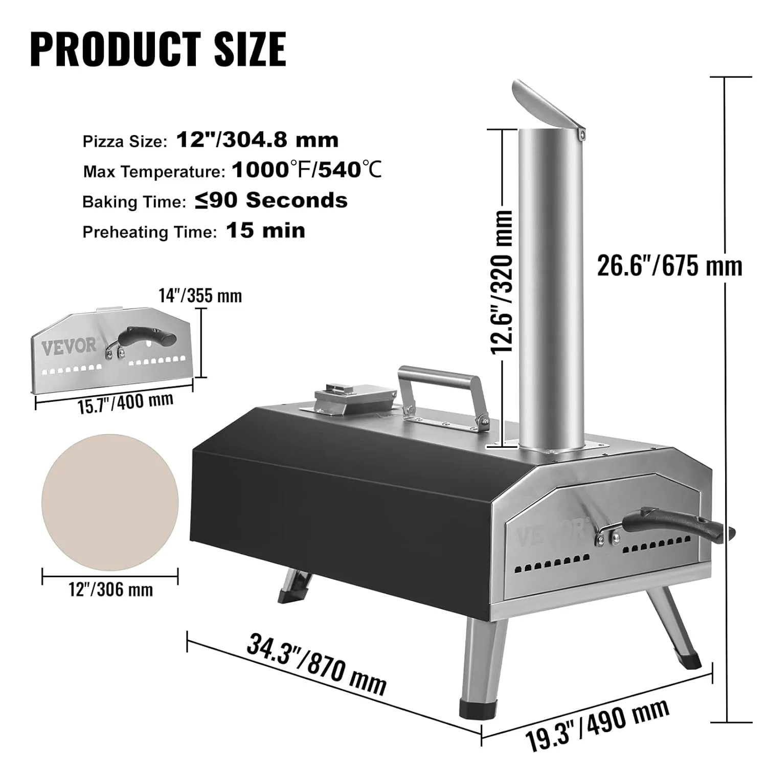 Pro-Grade VEVOR Multi-Fuel Pizza Oven – 12-16" Outdoor Pizza Maker for Backyard Chefs & Campers