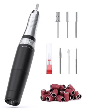 Professional Electric Nail Drill Kit, Cordless Nail File Machine for Home/Salon Use, 5-Speed Manicure Pedicure Tools with LED Light, Quiet Nail Grinder for Acrylic/Gel/Thick Toenails​
