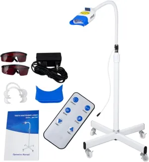 Professional Teeth Whitening Machine LED Light, Mobile 36W Dental Teeth Whitening Lamp Bleaching, Tooth Whitener 3 Colors Blue/Red/Purple Light with Remote Control