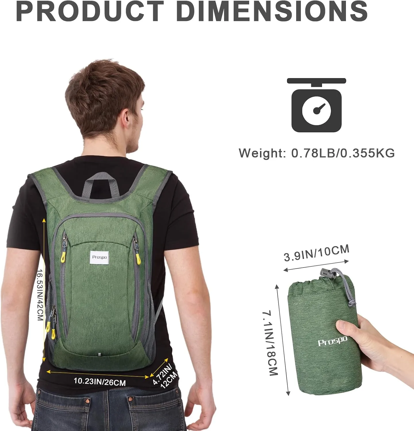 Prospo 12L Hiking Backpack Small Lightweight Travel Backpack for Women Men Casual Foldable Shoulder Bag
