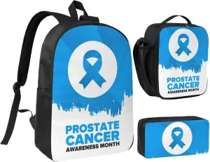 Prostate Cancer Awareness Month Backpack Set Lightweight Laptop Backpack Lunch Bag with Pencil Case for Women Men Travel Work