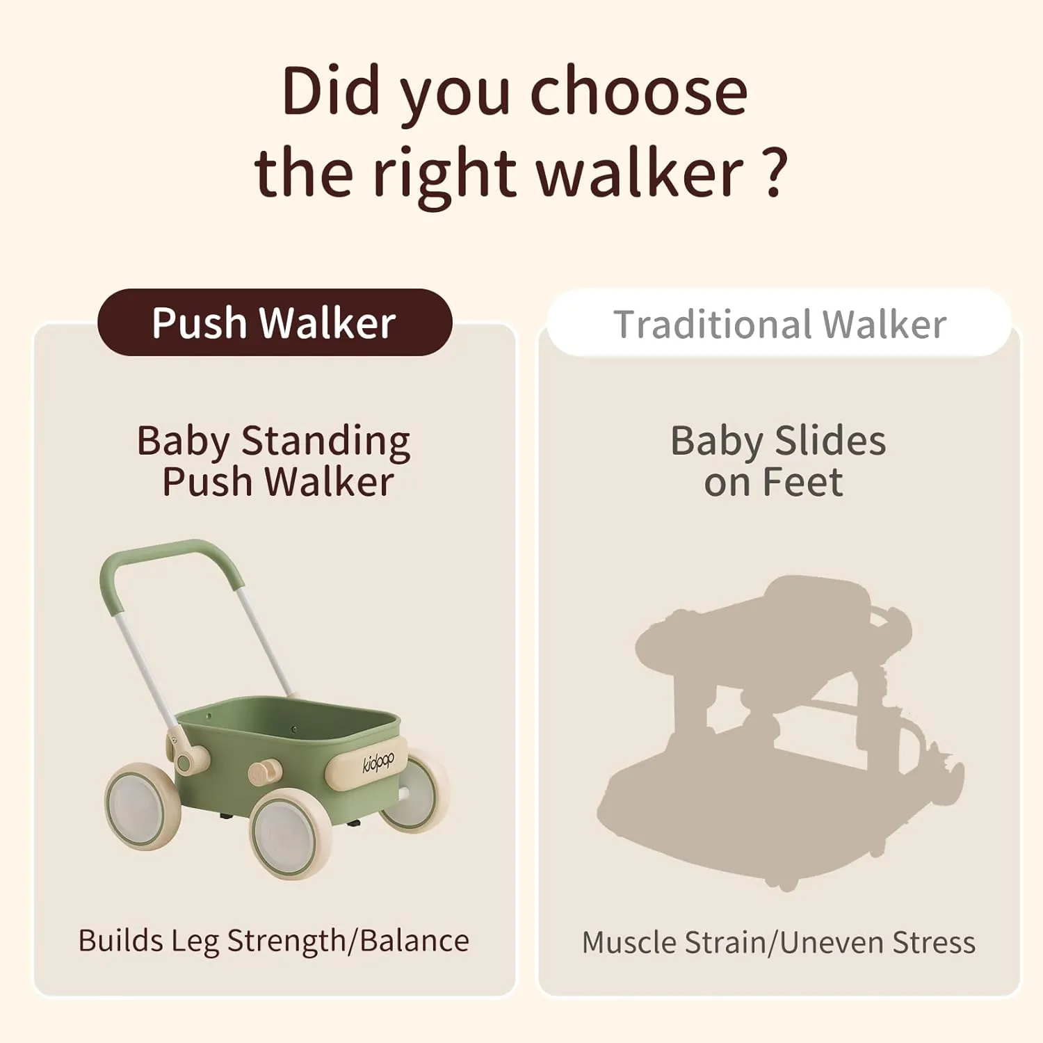 PULA Baby Push Walker with Wheels Toddler Wagon for First Learner Baby Toys 6-12 Months, 1 Year Old Birthday Gifts, Indoors and Outdoors (Red)