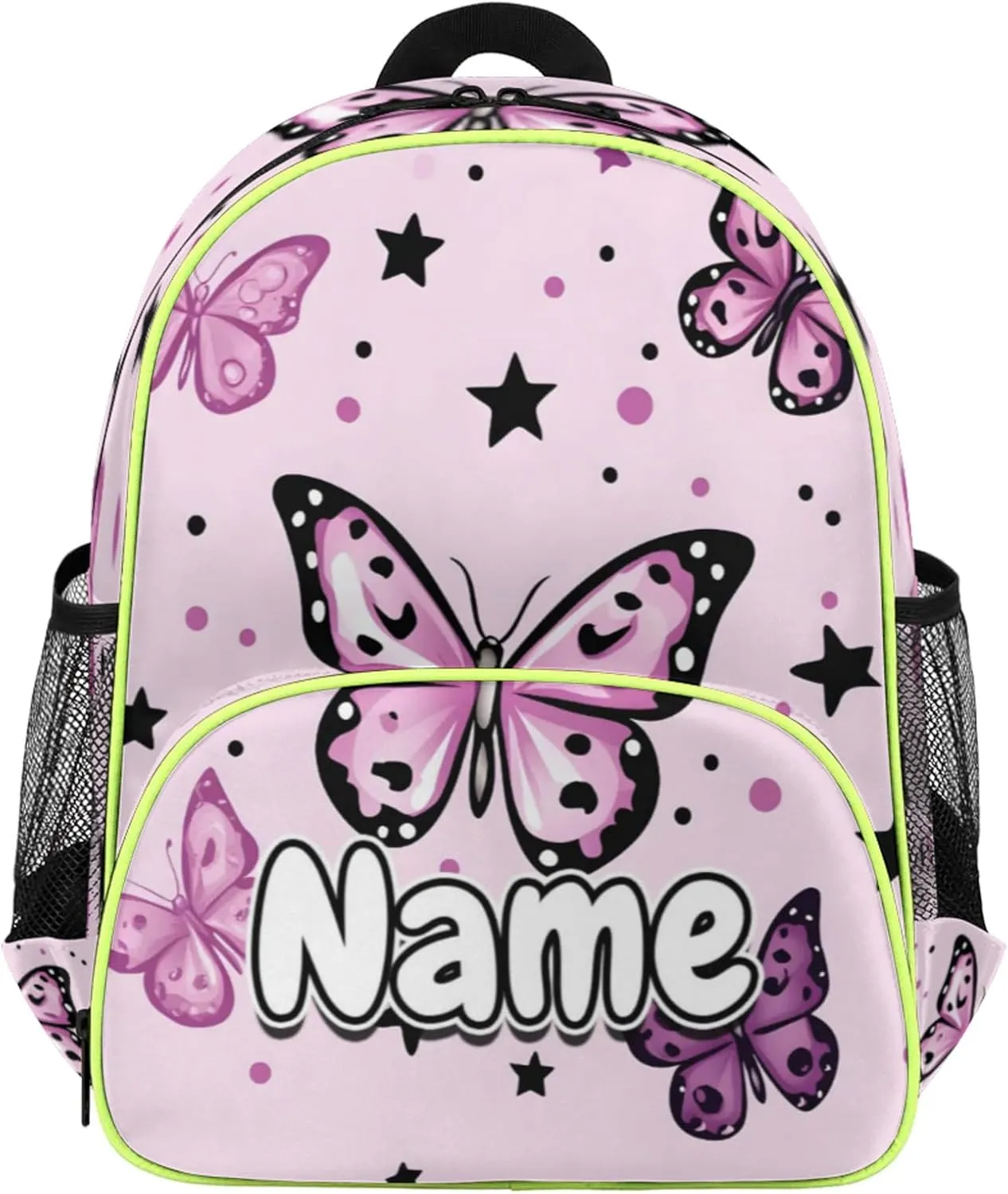 Purple Butterfly Custom Backpack with Name Cute Personalized Small Shoulder Bag Waterproof Travel Casual Backpack with Chest Strap 14.2in