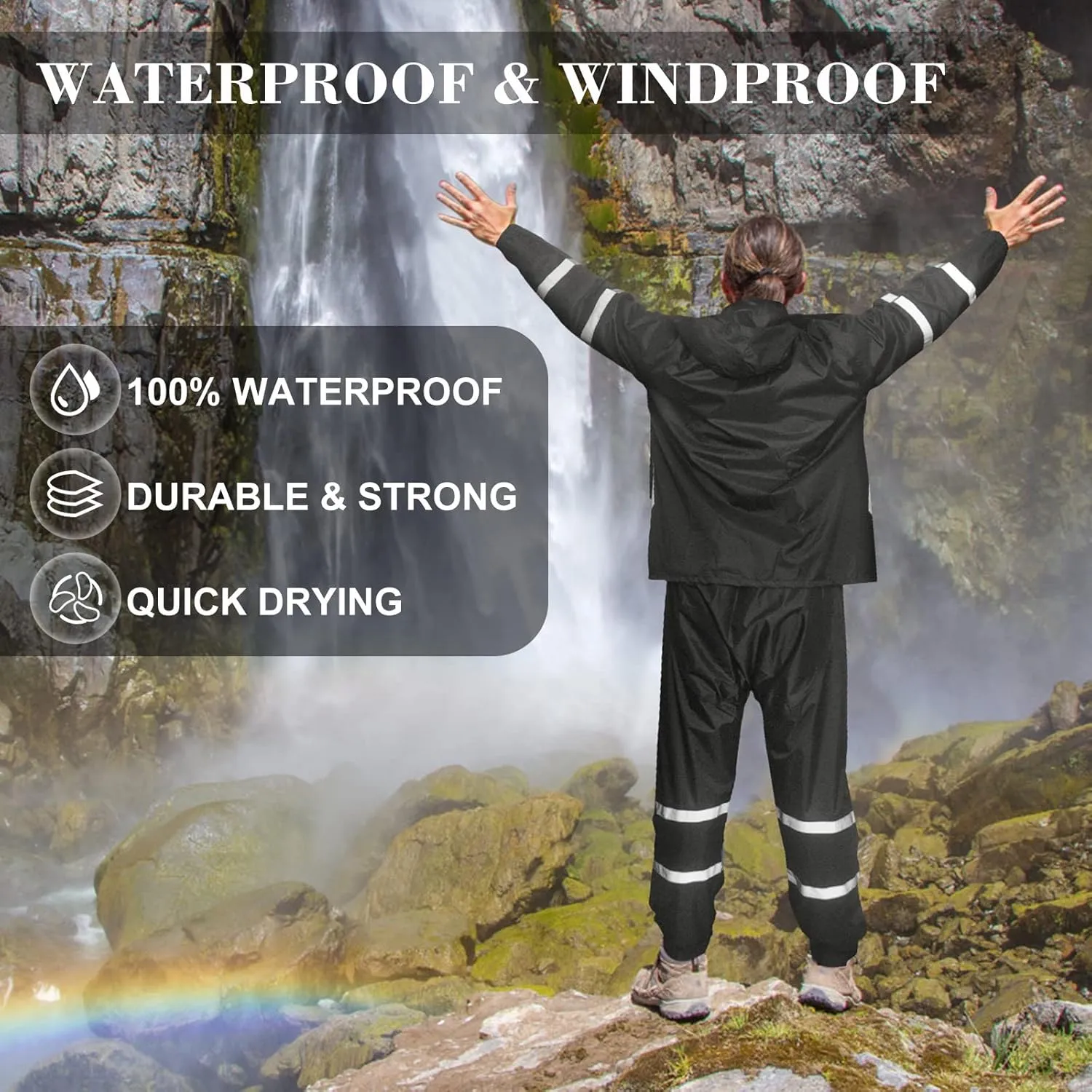 Rain Suits for Men, Rain Gear Waterproof for Fishing Hunting Hiking Heavy Duty, Rain Jacket and Pants
